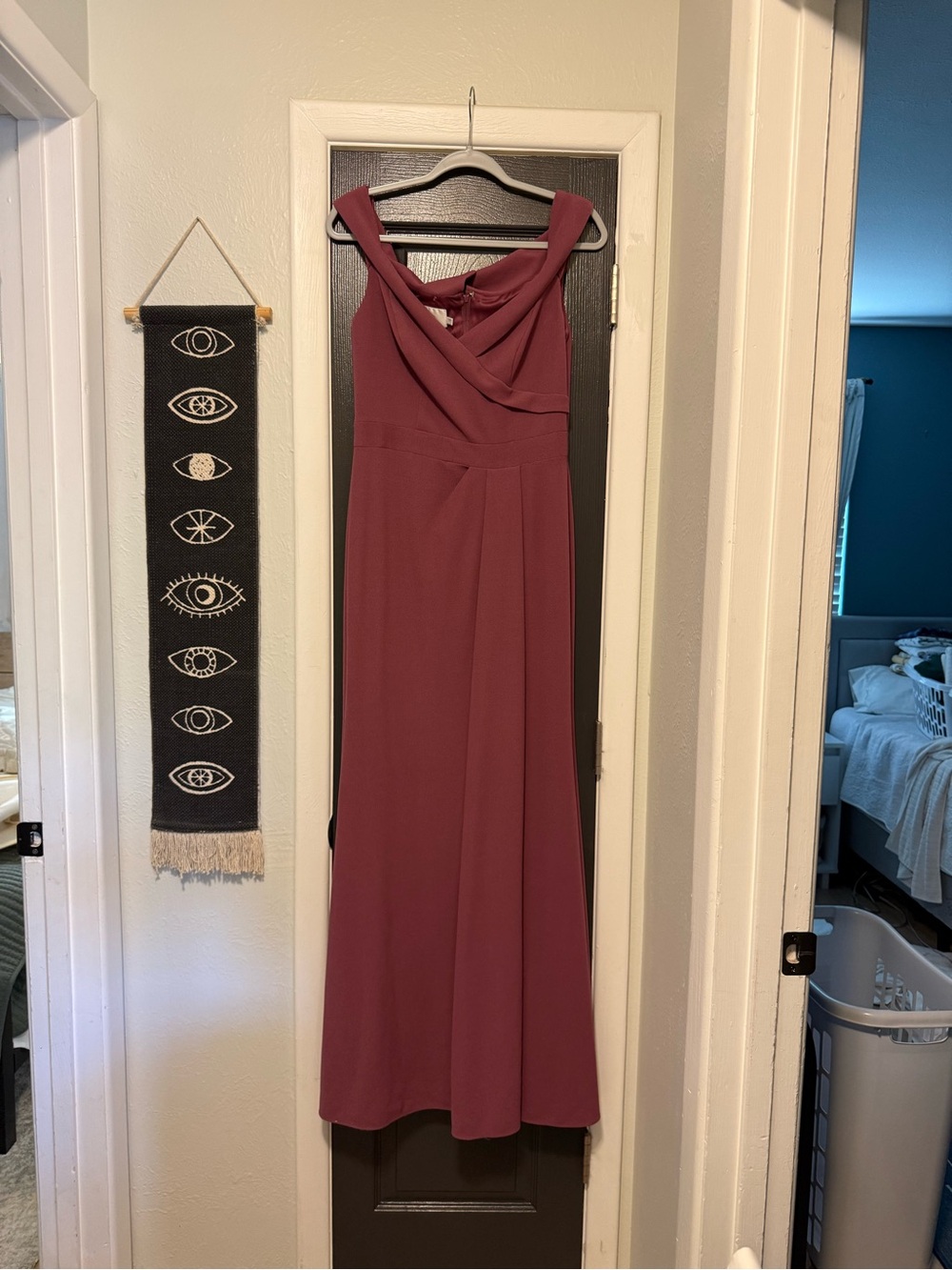David's Bridal Mauve Wrap-Style Sleeveless Maxi Dress